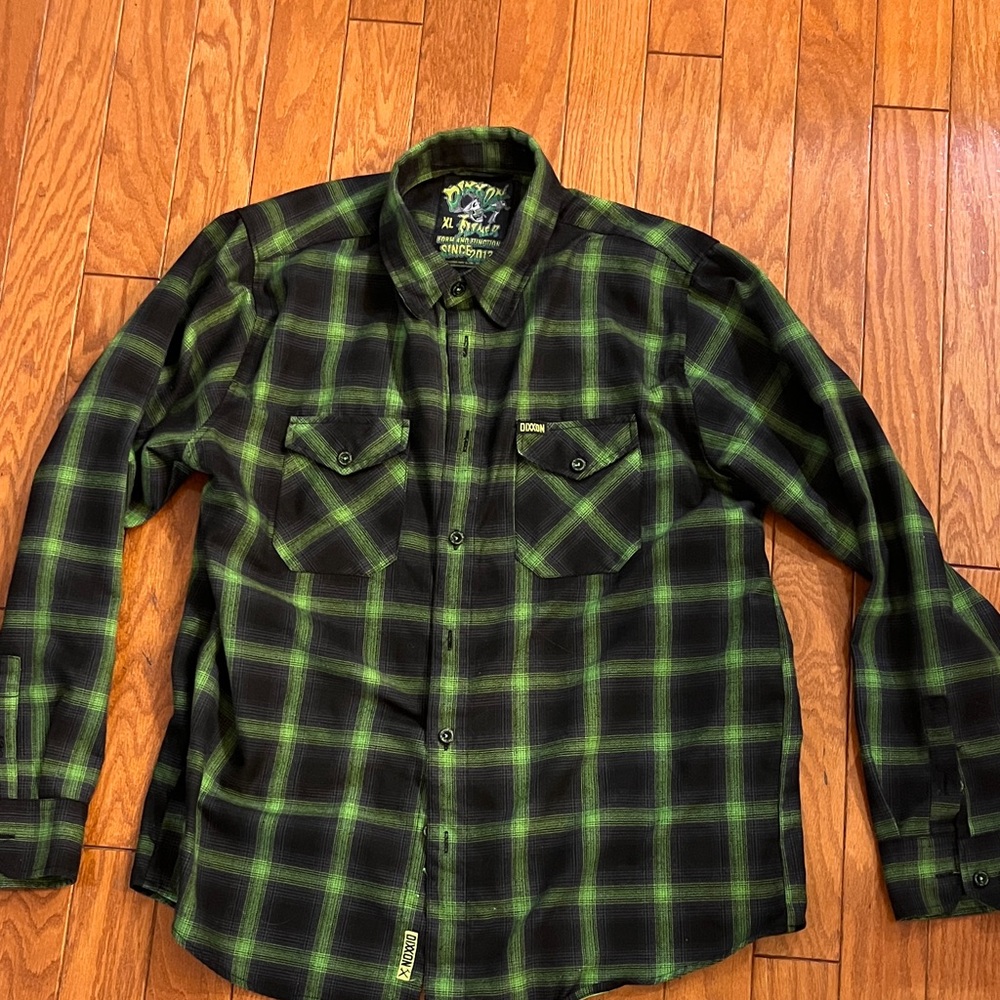 DIXXON Green and Black Plaid Shirt